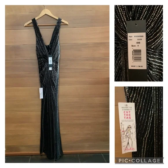 NWT Parker Black Monarch beaded evening gown size 4 - Picture 9 of 9